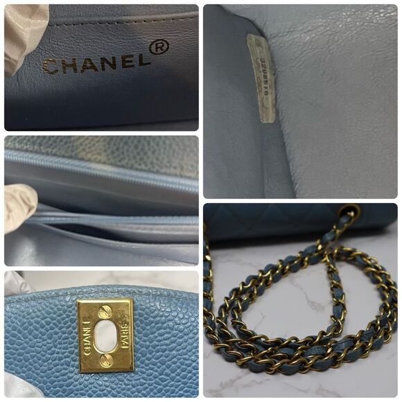 CHANEL Diana Small caviar leather CC Turnlock Quilted 22cm Baby Blue Chain bag - Picture 13 of 13